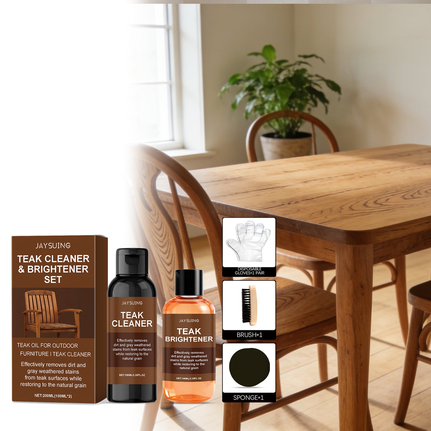 JAYSUING Teak Cleaner & Brightener Kit