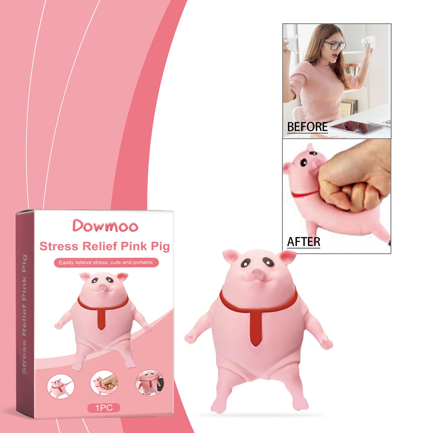 DOWMOO Stress Relief Pink Pig