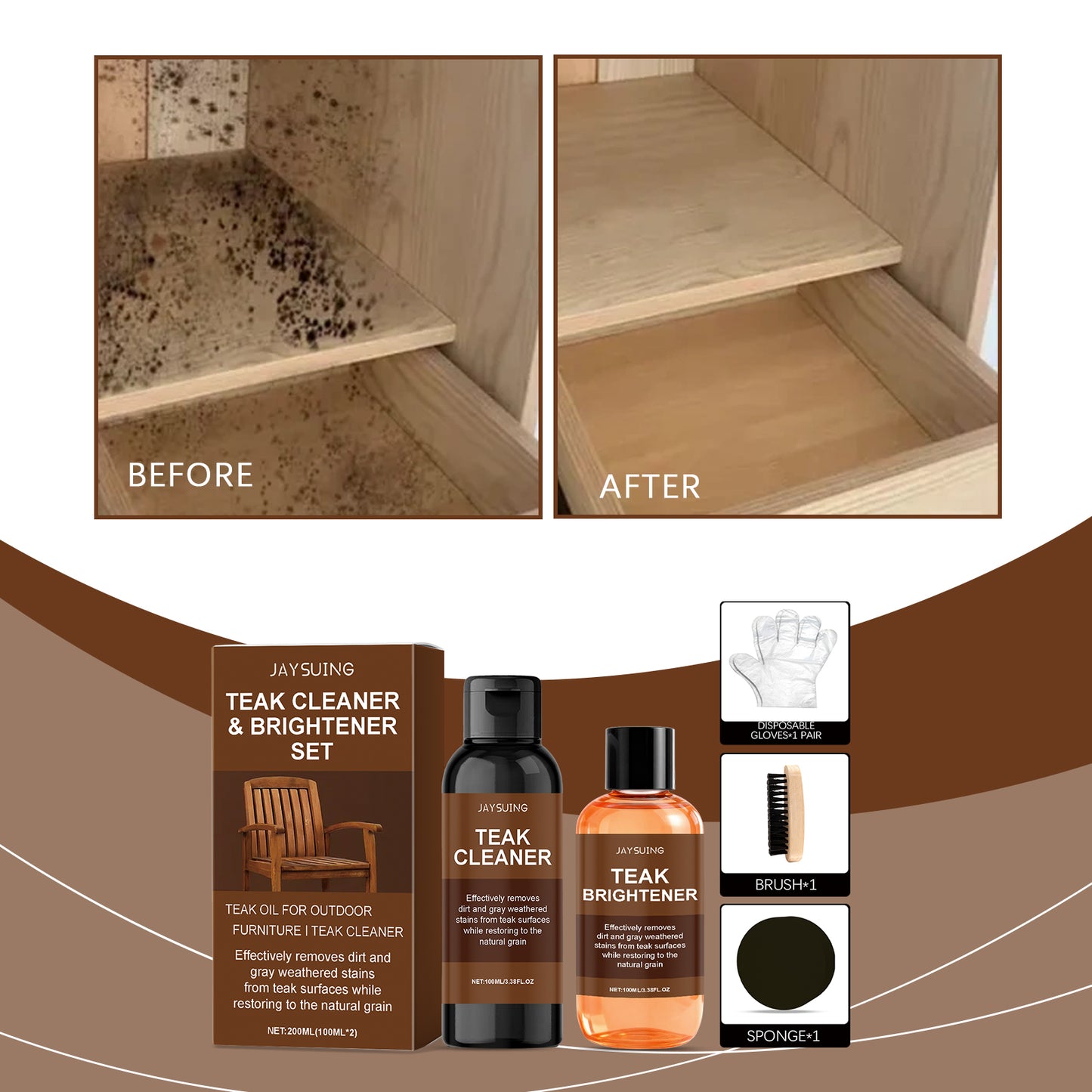 JAYSUING Teak Cleaner & Brightener Kit