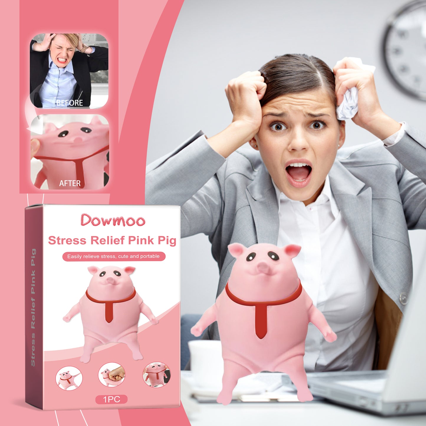 DOWMOO Stress Relief Pink Pig