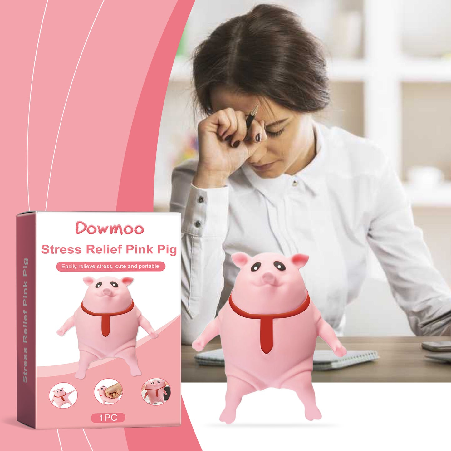 DOWMOO Stress Relief Pink Pig