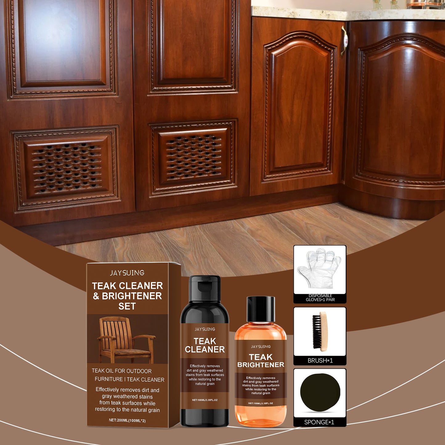 JAYSUING Teak Cleaner & Brightener Kit
