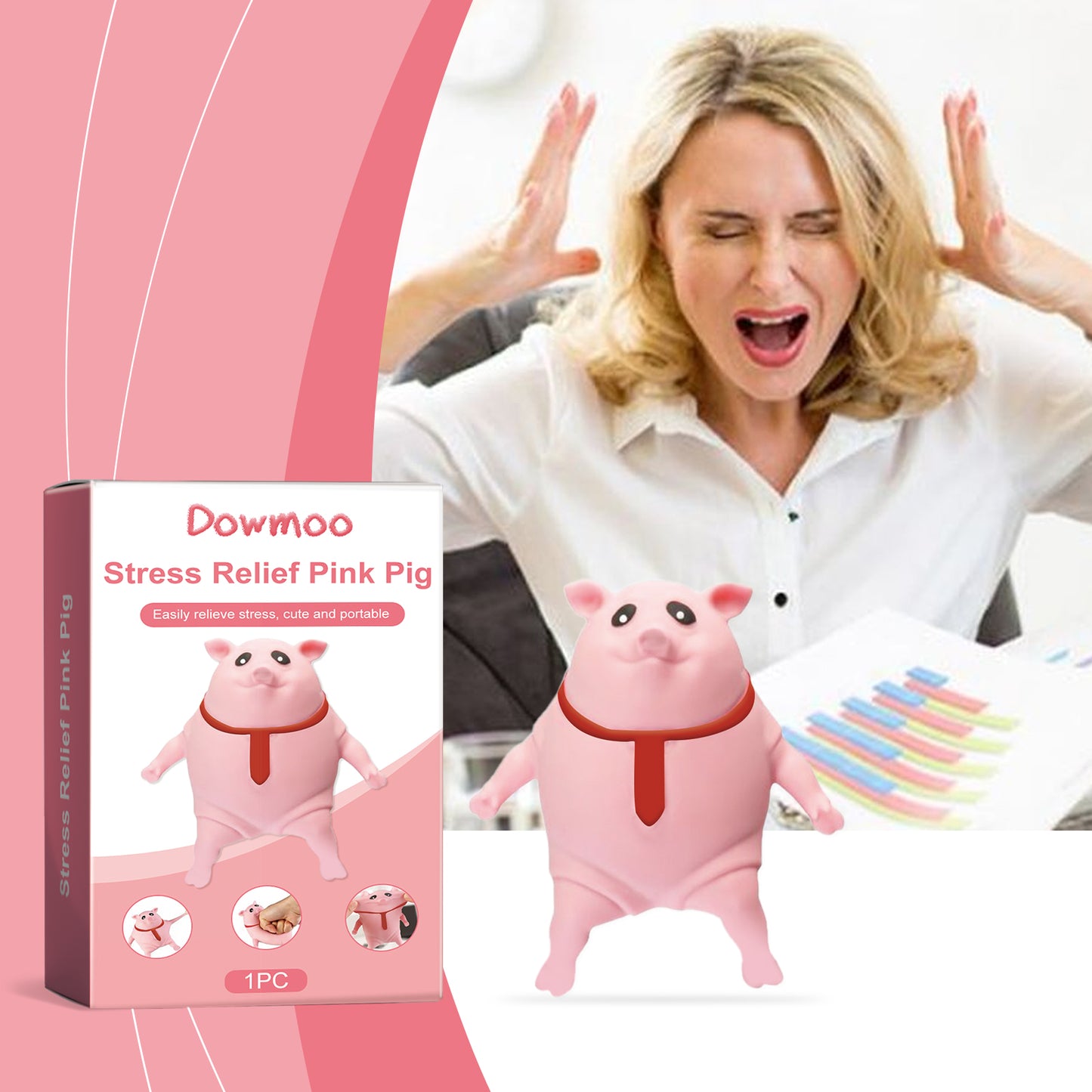 DOWMOO Stress Relief Pink Pig