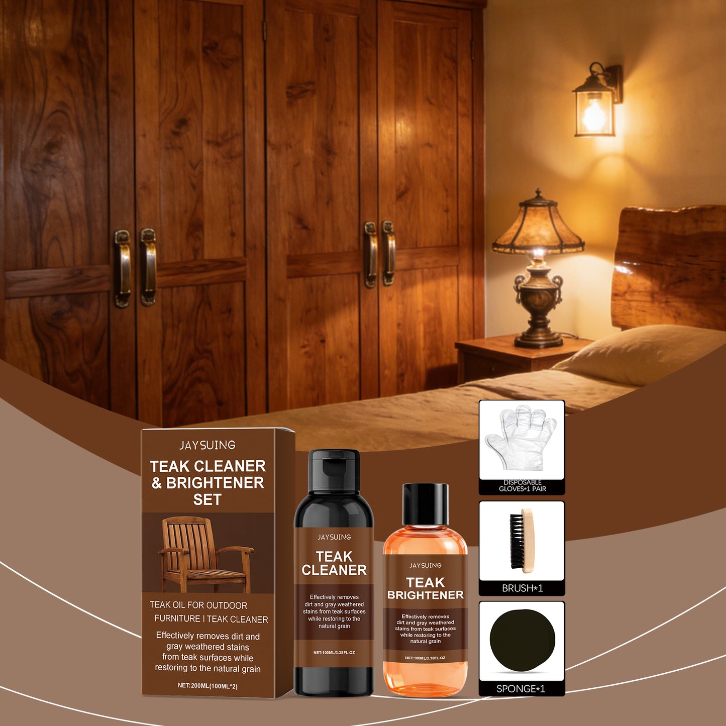 JAYSUING Teak Cleaner & Brightener Kit