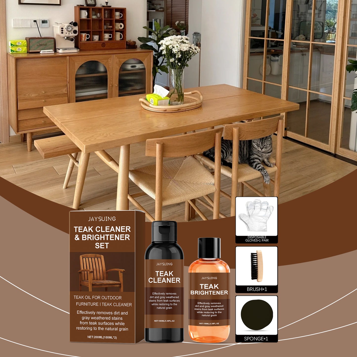 JAYSUING Teak Cleaner & Brightener Kit